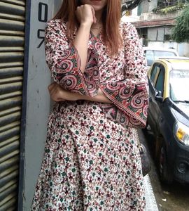 Printed Tie-ups Women Flare Dress
