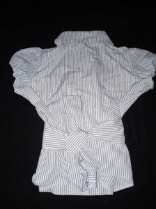 Savana Chic Striped Puff Sleeve Blouse