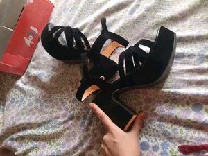 Black Wedge Heel Sandals