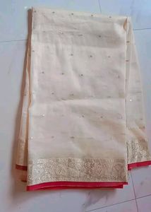 White And Red Coloured Saree.❤️