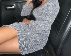 Silver v neck wrap style dress