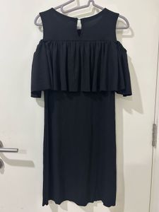 AND- Black Cold Shoulder Ribbed Mini Dress