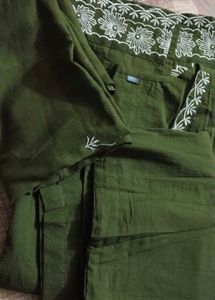 Olive Green Cotton Kurta