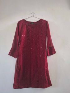 Elegant Maroon Sequined Kurta