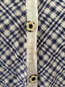 Blue &amp; White Plaid Sleeveless Top