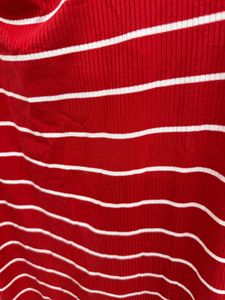 shein Red &amp; White Striped Tube Skirt