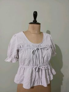 Cute Puff Sleeve Peplum Top