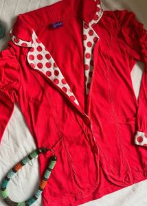 Red Polka Dot Girls Blazer