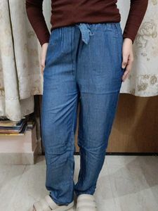 Blue Denim Casual Pants