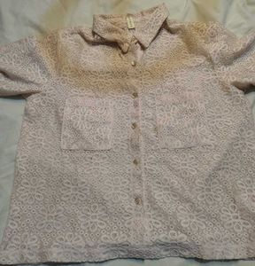 Sheer Lace Button-Up Shirt