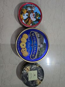 (Pick Any 1) Round tin Boxes For Storage - 3 Nos.