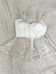 White Floral Peplum Top