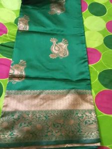 Beautiful Green Silk Saree with Peacock Motif