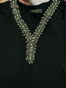 Embellished Black Kurta