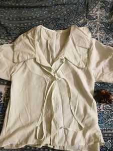 Light Green Vintage Button-Up Top