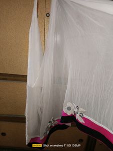 Beautiful Pink,White Nd Black Sareee With Blouse