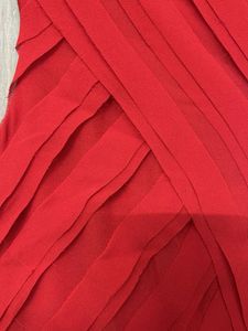 Stunning Red Ruched V-Neck Top