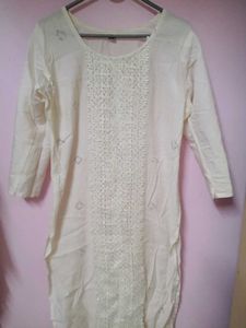Elegant Cream Lace Kurta