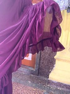 Purple 💜 Ruffle Saree ( New + Blouse Piece )