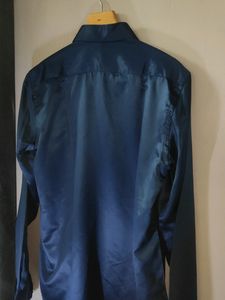 Silk Shirt Tailor Stitched Navy Blue