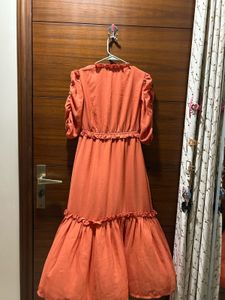 Stylish Orange Ruffle Maxi Dress