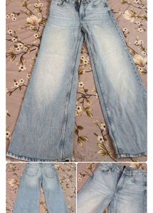 Wide Leg Cream Jeans