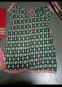 Elegant Green Kurta with Matching Bottom &amp; Dupatta