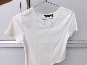 Ribbed Henley Crop Top