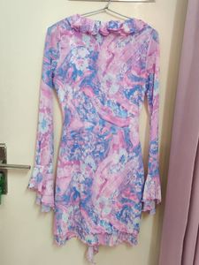 Ruffle Tie-Dye Mini Dress