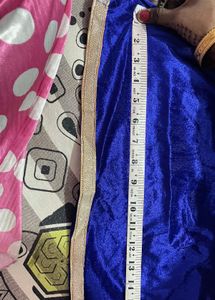 Blue Velvet Blouse with Pink Skirt