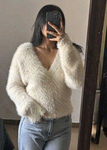 Cozy Fuzzy V-Neck Sweater