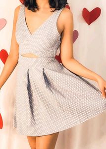 Zara Heart Print Deep Back Skater Dress
