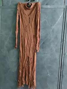 Distressed Long Sleeve Maxi Dress