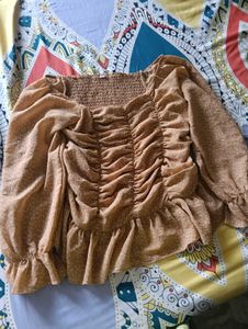 Chic Ruched Square Neck Blouse