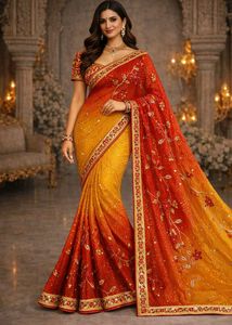 🇳🇿💫🎀Exquisite Ombre Saree with Embellishments