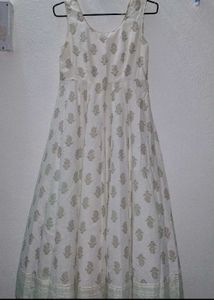 Beautiful White &amp; Green Floral Gown