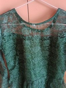 Price Dropped !! Elegant Green Lace Peplum Top