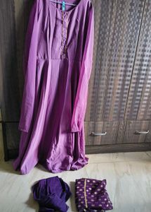 Elegant Purple Kurta with pant &amp; dupatta