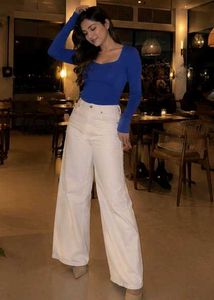 Ribbed Long Sleeve Blue Top