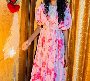 Pink Tie-Dye Anarkali Dress