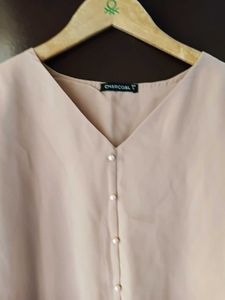 V neck Elegant Pleated Sleeve Top
