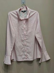 Pink Gingham Bell Sleeve Shirt