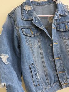 Distressed Denim Jacket - Classic Blue