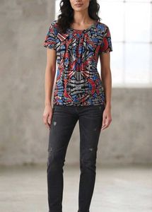 Vibrant Geometric Print Short Sleeve Top