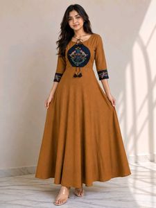 Elegant Brown Anarkali Dress