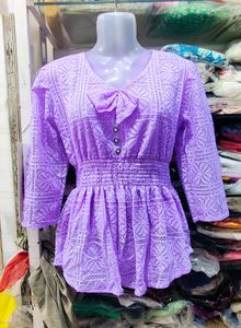 Chic Lavender Lace Peplum Top