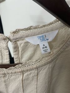 Cream Linen Blend Tiered Dress