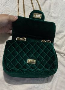 Emerald Green Velvet Shoulder Bag