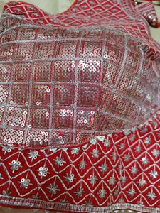 Red &amp; Silver Embellished Blouse