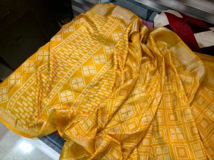 Vibrant Yellow Silk Saree